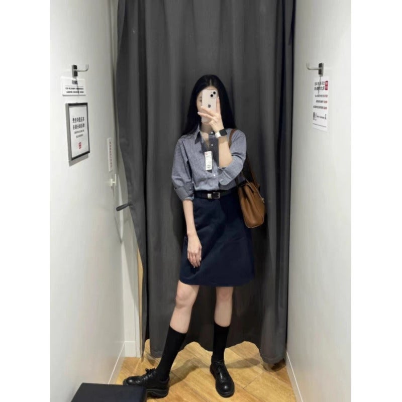 Early Autumn Suit Skirt Two-Piece Temperament Korean Style Temperament Workplace Wear Shirt Skirt A Set Of Women - Image 5