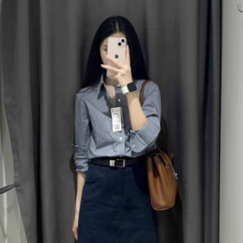 Early Autumn Suit Skirt Two-Piece Temperament Korean Style Temperament Workplace Wear Shirt Skirt A Set Of Women - Image 1