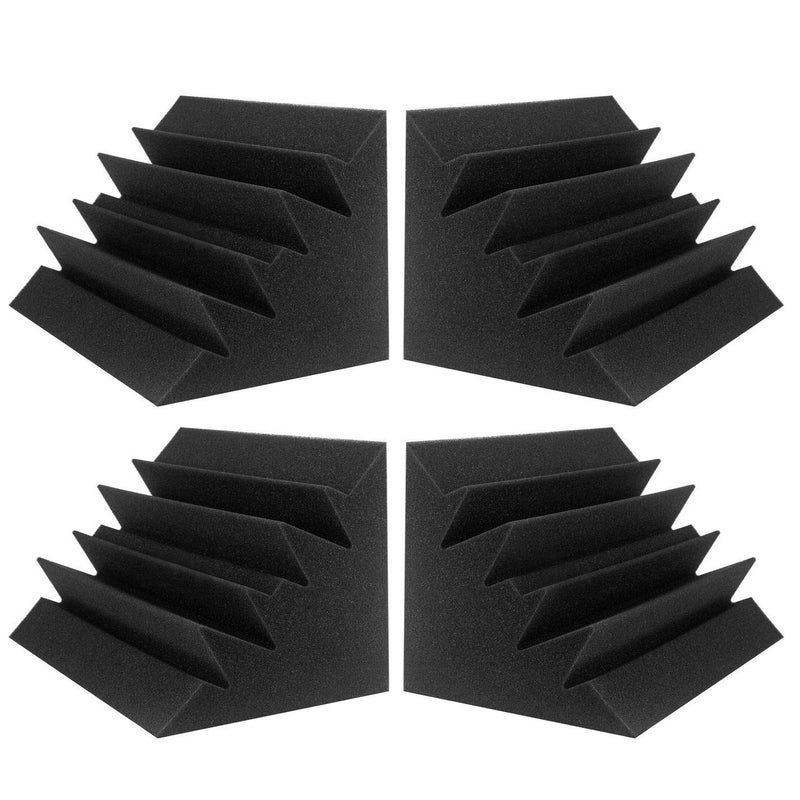 JBER 4 Pack Acoustic Foam Bass Trap Studio Foam 12" X 7" X 7" Soundproof Padding Wall Panels Corner Block Finish for Studios Home and Theater - Image 1