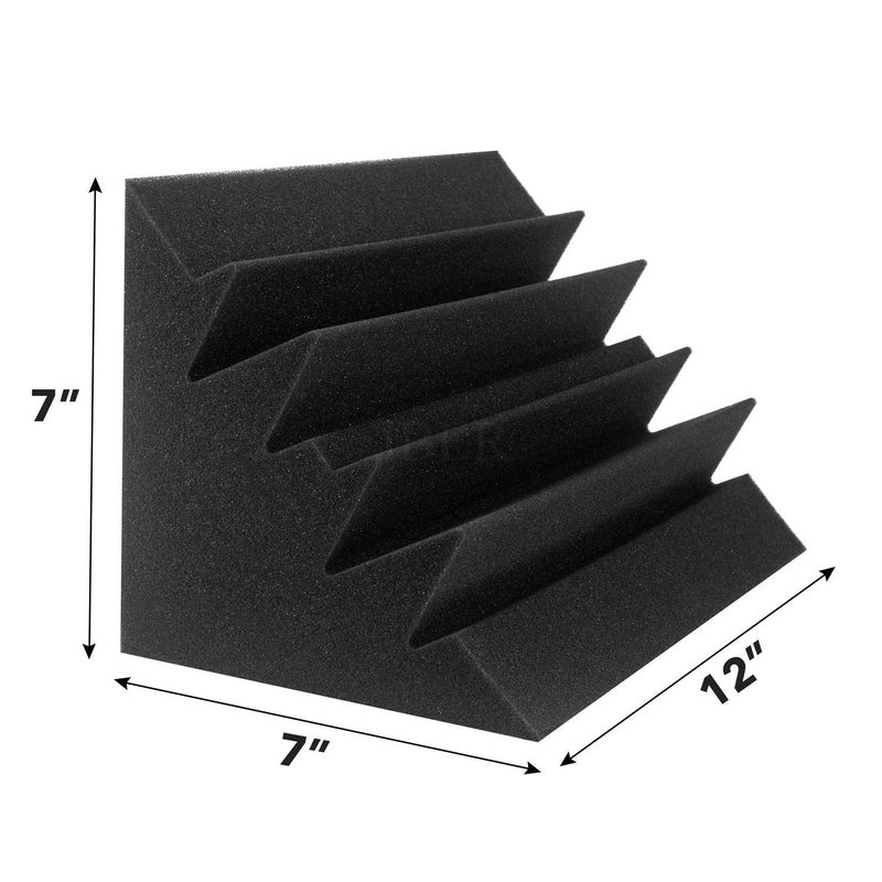 JBER 4 Pack Acoustic Foam Bass Trap Studio Foam 12" X 7" X 7" Soundproof Padding Wall Panels Corner Block Finish for Studios Home and Theater - Image 2