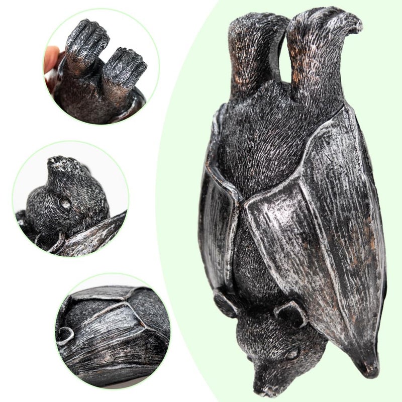 HPMAISON Plant Pot Hanger Bat Resin Statue Halloween Bat Garden Flower Pot Decoration Outdoor Decorative Sculptures Ornaments Figurine Weatherproof and UV Resistant - Image 2