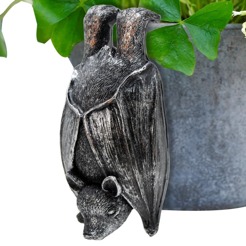 HPMAISON Plant Pot Hanger Bat Resin Statue Halloween Bat Garden Flower Pot Decoration Outdoor Decorative Sculptures Ornaments Figurine Weatherproof and UV Resistant - Image 1