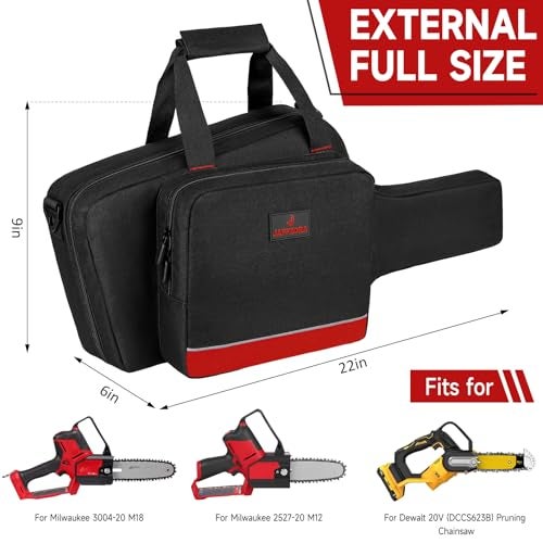 Jaffzora Mini Chainsaw Case Compatible with Milwaukee Electric Tool M18/ M12/CRDLSS 12V Fuel Hatchet 6In 8In Pruning, Waterproof Chainsaw Storage Bag Fits for RYOBI & Chrome (3004-20) & Accessories (Bag Only) - Image 2
