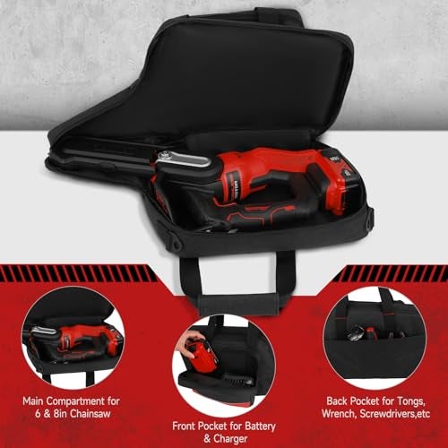Jaffzora Mini Chainsaw Case Compatible with Milwaukee Electric Tool M18/ M12/CRDLSS 12V Fuel Hatchet 6In 8In Pruning, Waterproof Chainsaw Storage Bag Fits for RYOBI & Chrome (3004-20) & Accessories (Bag Only) - Image 3