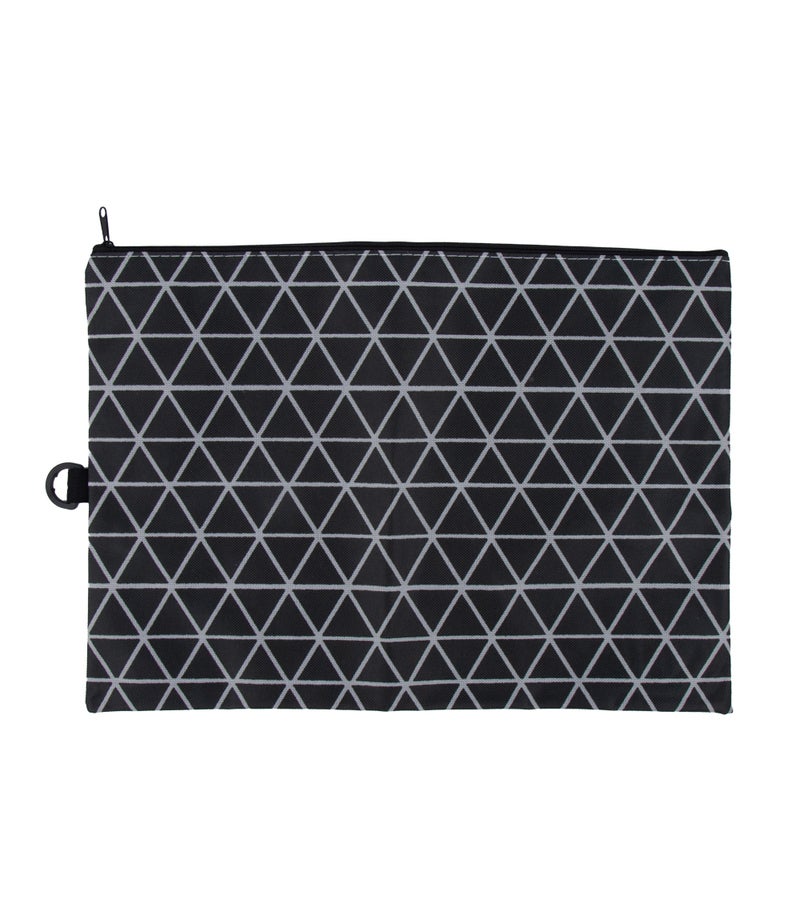 Daiso B4 Vinyl Mesh Case with Fabric Black – Zipper Document Organizer - Image 1