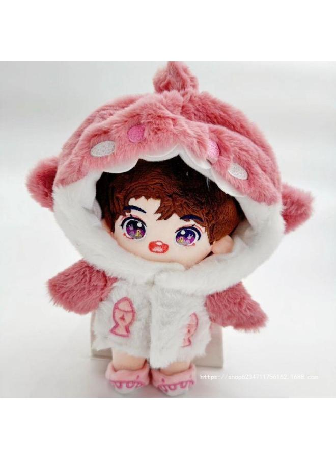 20cm Doll Coat Cute Shark Hoodie Coat Plush Coat Cotton Doll Replacement For Men And Women-Height:Blue Shark Suit + Shoes + Pants-15-20cm Universal Baby Clothes - Image 3