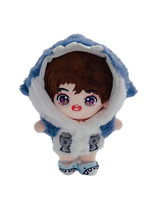 20cm Doll Coat Cute Shark Hoodie Coat Plush Coat Cotton Doll Replacement For Men And Women-Height:Blue Shark Suit + Shoes + Pants-15-20cm Universal Baby Clothes - Image 5