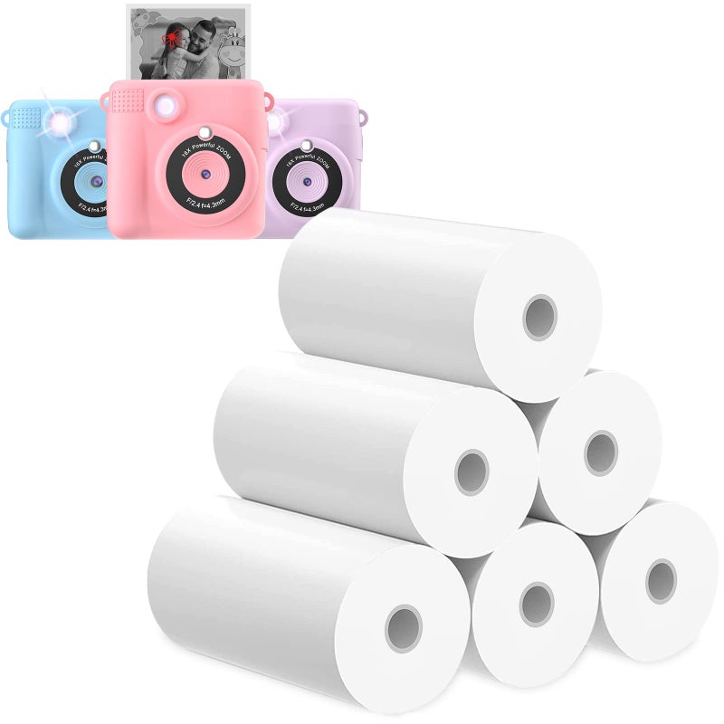 ESOXOFFORE Printer Paper,6 Rolls for Kids Instant Print Camera,HD Printing Thermal Print Paper (6 Rolls) - Image 1