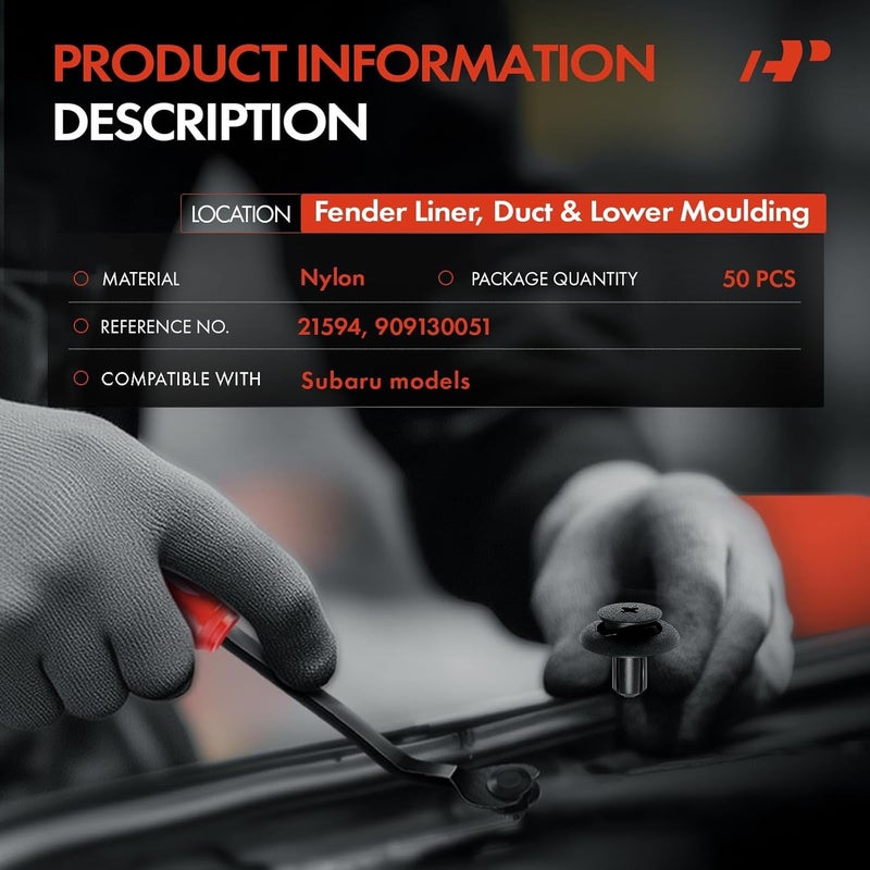 A-Premium 50 PCS Retainer Clips Screw-Type for Subaru Models - Image 2