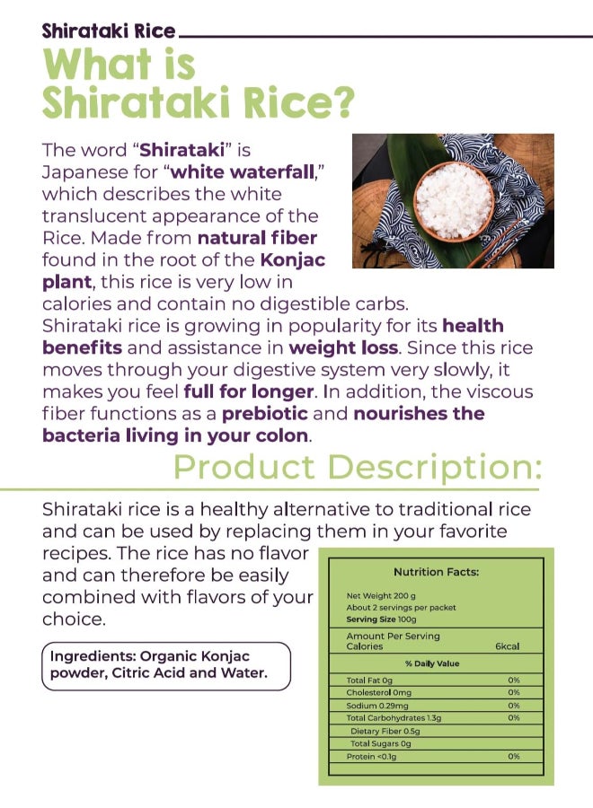 Livsmart Organic Shirataki Rice, Low Carb Konjac Rice, Keto Friendly (200g) - Image 4