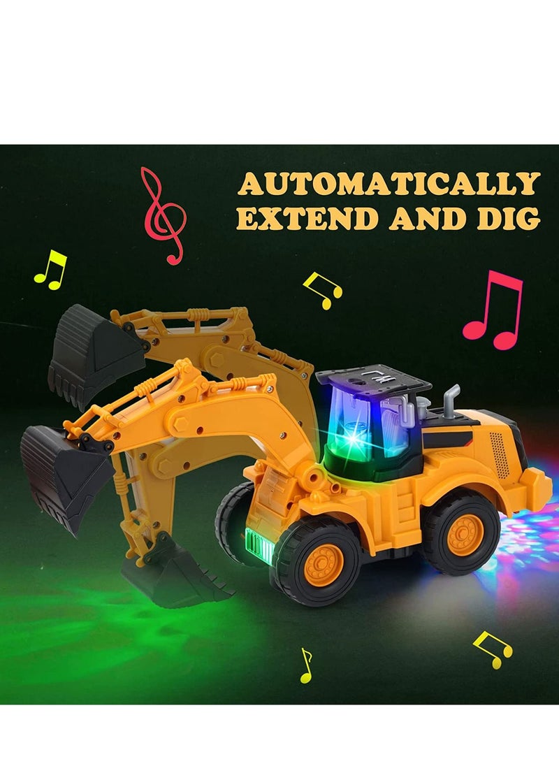 Excefore - Construction Excavator Toy Kids Toy Digger Truck with Electric Universal Wheel Educational Toys Gifts with Lights and Sounds for 2 3 4 5 UP Years Old - Image 1
