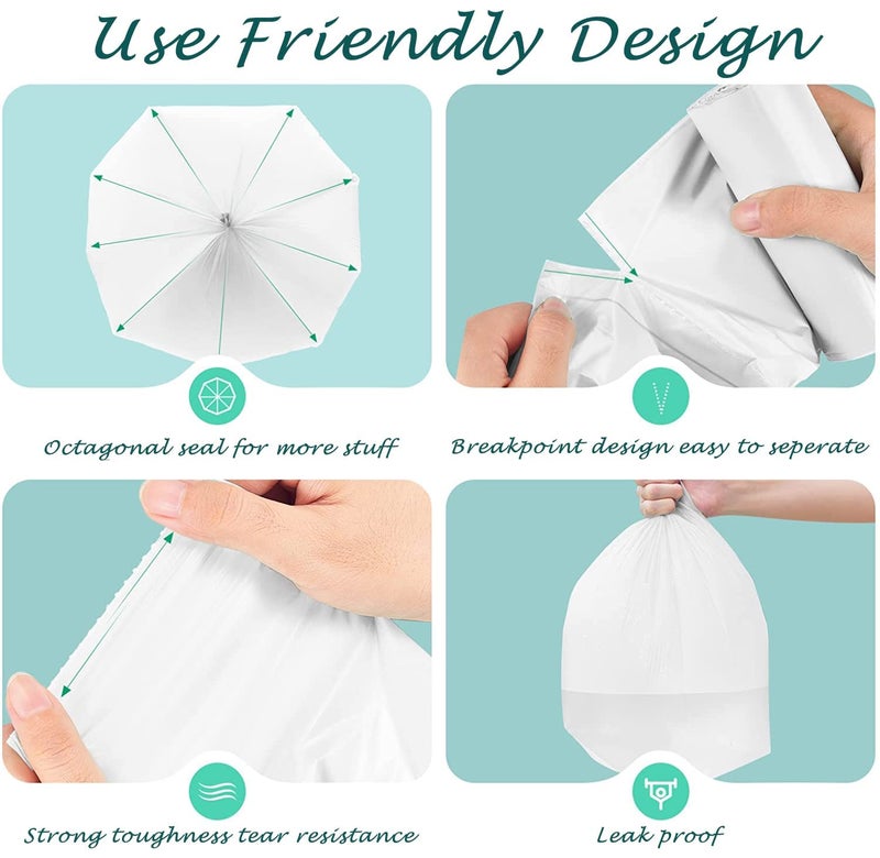 Wifpme Small Trash Bags 1.2 Gallon  Biodegradable Gallon Waste Bag  Mini Compostable Strong Bathroom Wastebasket Can Liners Garbage Bags For Home Office Kitchen Fit 5 Liter 5L  1 Gal  (120 Counts White) - Image 5