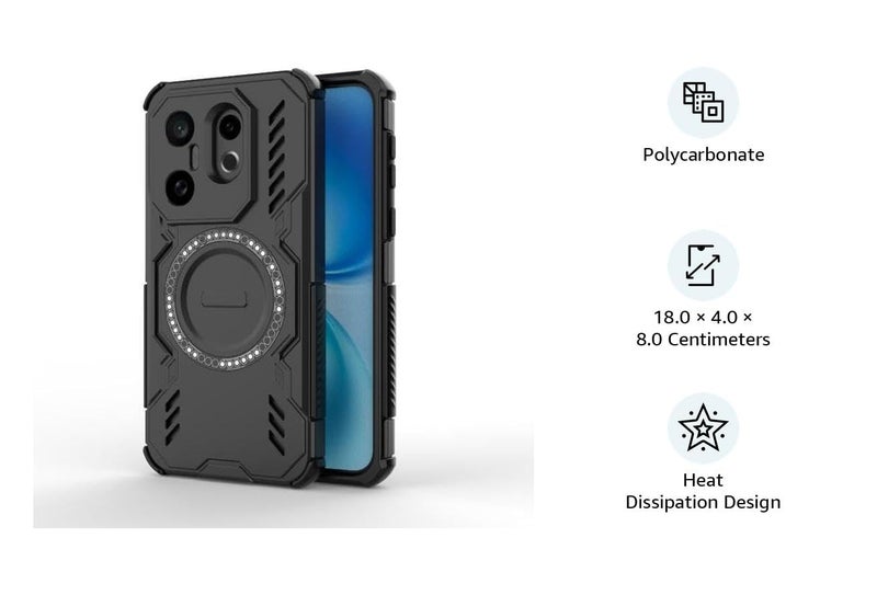 Lustree Back Cover Case for vivo X200 FE - Shockproof TPU+PC Hard Cover with Magnetic Function for vivo X200 FE - Black - Image 2