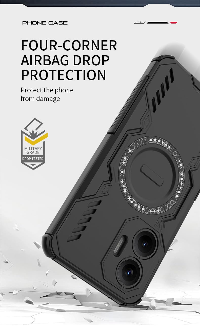 Lustree Back Cover Case for vivo X200 FE - Shockproof TPU+PC Hard Cover with Magnetic Function for vivo X200 FE - Black - Image 5