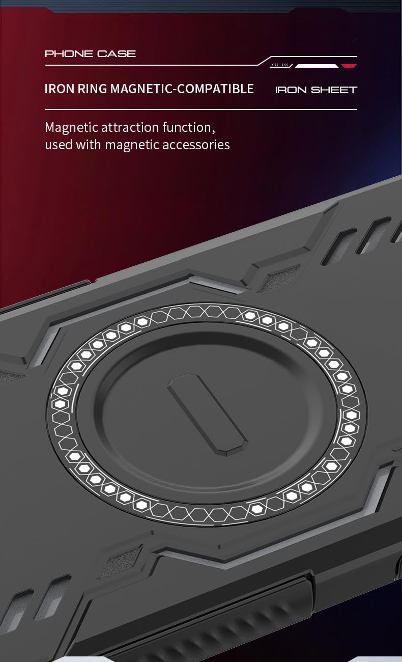 Lustree Back Cover Case for vivo X200 FE - Shockproof TPU+PC Hard Cover with Magnetic Function for vivo X200 FE - Black - Image 4