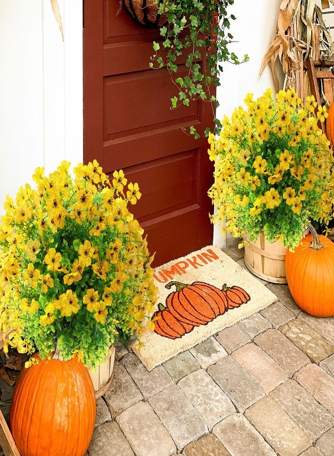 Maysing 2 Packs 24 Inch Spring Artificial Mums Topiary Ball Trees Faux Spring Flowers Artificial Faux Bushes Shrubs for Outdoor Planter UV Resistant Fake Greenery for Porch Garden Home Decor(Yellow) - Image 2