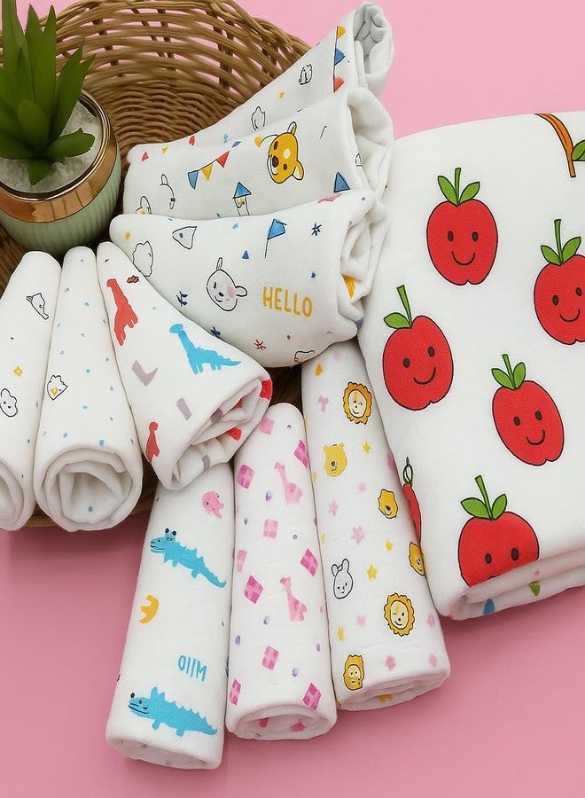 Firstblow 7 Pcs Muslin Cotton Cloth Premium Baby Washcloth for New Born, Washable, Reusable, Absorbent, Extra Soft Face Towels/Hankies for Babies, Stars, Balloons Random Print - Image 2