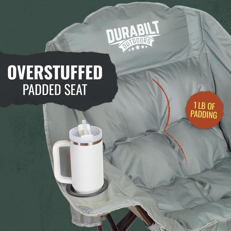 DuraBilt Oversized XL Heavy Duty Chair â€“ Wide Folding Camp Chair for Adults, Portable for Sports, Baseball, Camping, Outdoor Adventures, 400lbs Support, Comfortable Padding & Head Rest, Cup Holder - Image 4