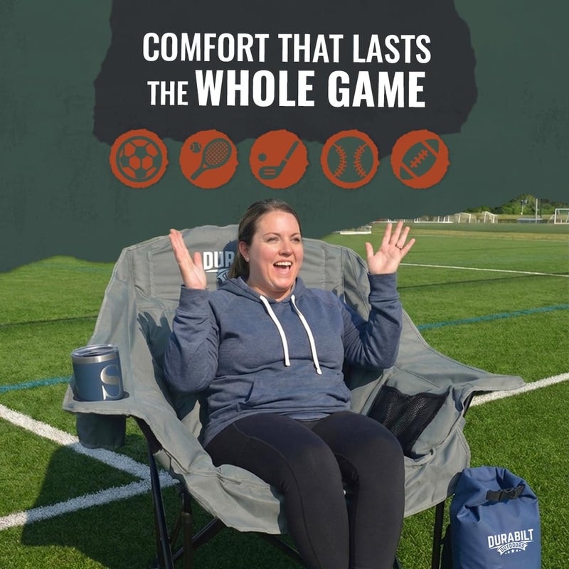 DuraBilt Oversized XL Heavy Duty Chair â€“ Wide Folding Camp Chair for Adults, Portable for Sports, Baseball, Camping, Outdoor Adventures, 400lbs Support, Comfortable Padding & Head Rest, Cup Holder - Image 2