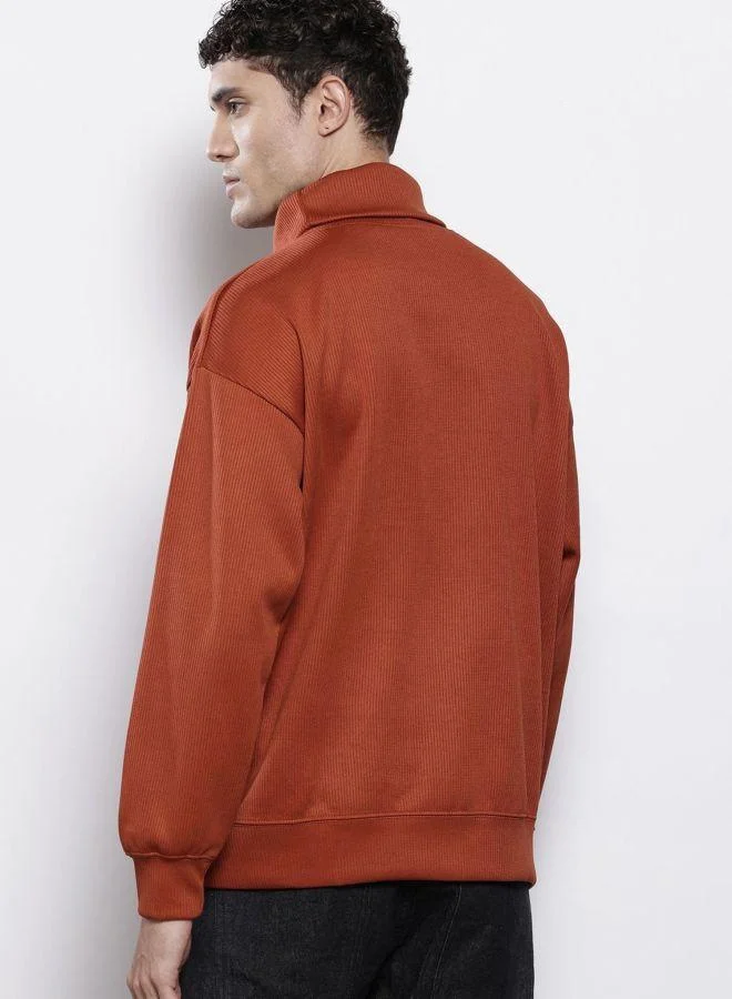 The Indian Garage Co Men Relaxed Fit Self Design Turtle Neck Full Sleeves Sweatshirt