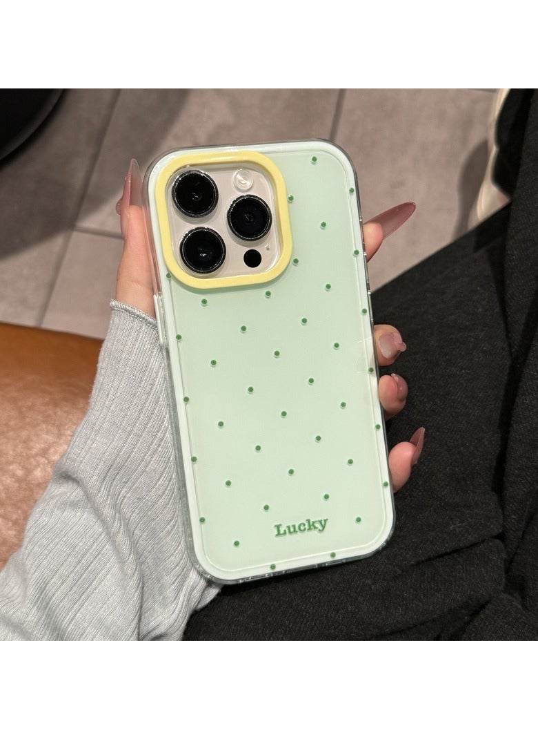 NIBEMINENT Dopamine Jelly Solid Color Protective TPU Case Cover For iPhone 17 Pro, Jelly Green Polka Dot