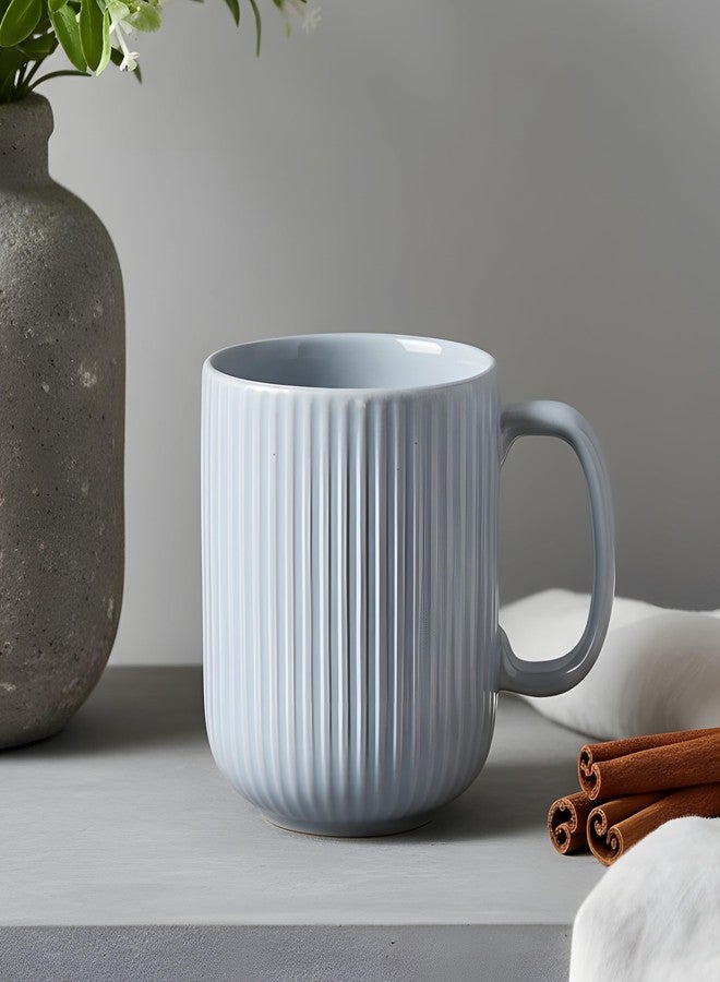 CRAF10 Linear Luxe Ceramic Cofee/Milk Mugs, 340 ML, Dishwasher & Microwave Safe, Grey, Set of 1 - Image 1