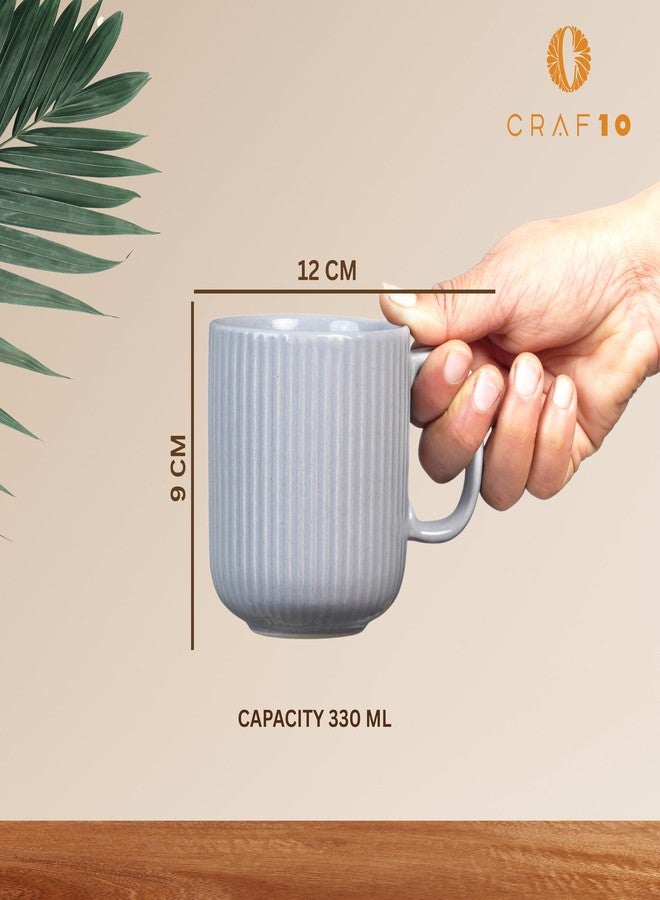 CRAF10 Linear Luxe Ceramic Cofee/Milk Mugs, 340 ML, Dishwasher & Microwave Safe, Grey, Set of 1 - Image 2
