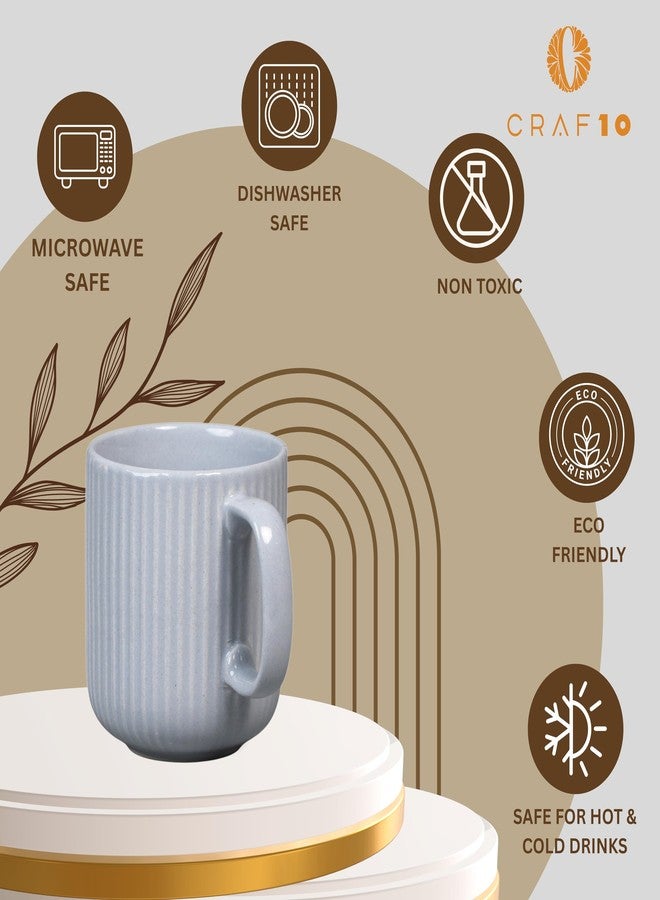 CRAF10 Linear Luxe Ceramic Cofee/Milk Mugs, 340 ML, Dishwasher & Microwave Safe, Grey, Set of 1 - Image 4