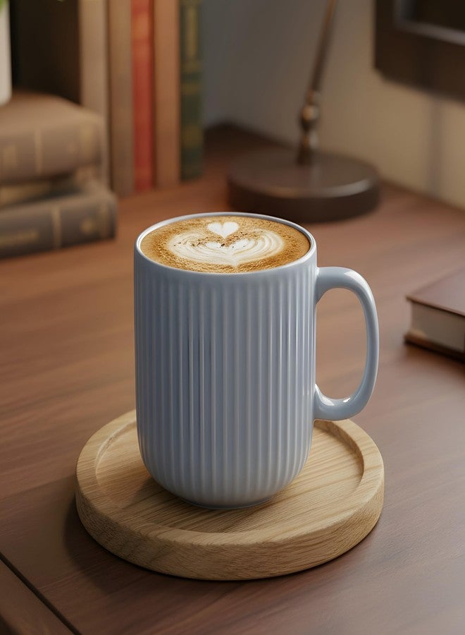 CRAF10 Linear Luxe Ceramic Cofee/Milk Mugs, 340 ML, Dishwasher & Microwave Safe, Grey, Set of 1 - Image 3