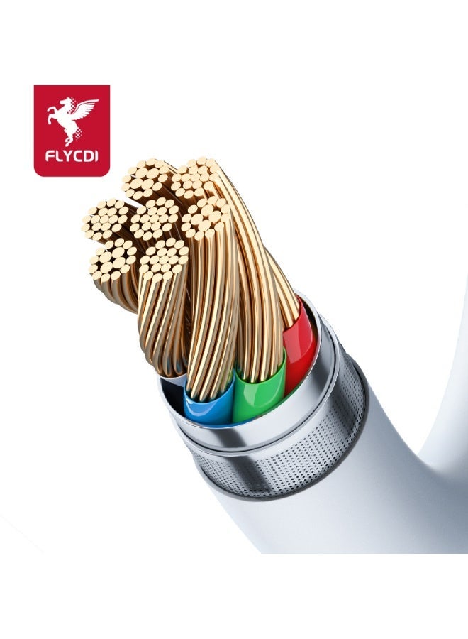 flycdi 6A Fast Charging Cable, Braided Nylon USB Cord with Gold Connector, Red and Black Pattern, Fast Charge Compatible with Smartphones - Image 4