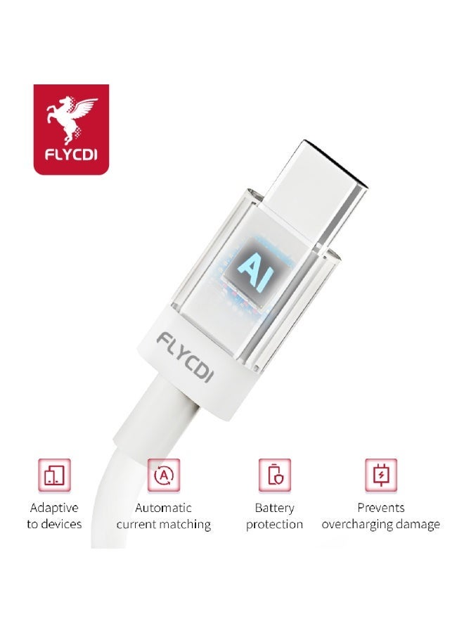 flycdi 6A Fast Charging Cable, Braided Nylon USB Cord with Gold Connector, Red and Black Pattern, Fast Charge Compatible with Smartphones - Image 5