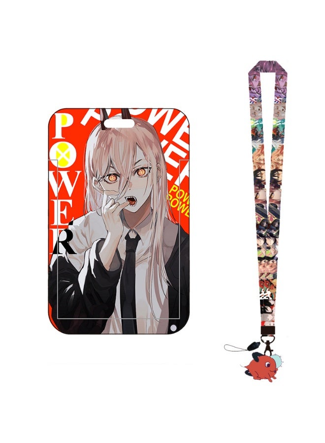 NIBEMINENT 1 - Piece Chainsaw Man Kpop Photo Card Holder Pendant Key Chain ID Badge Holder ID Card Holder Photo Card Protector for School ID Office ID Access Card for Women Girls