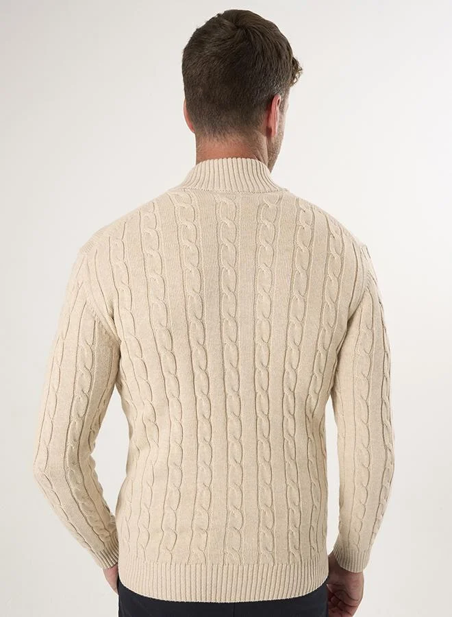 FELIX HARDY Beige Cable Knit Cardigan for Men | Best Price UAE