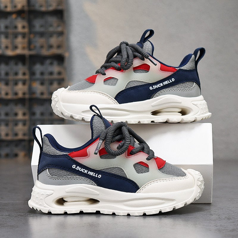 Boys' Sneaker 25 Spring New Double Net Breathable Joker Front Lace-Up Torre Shoes Girls Running Shoes A Generation Of Hair - Image 3