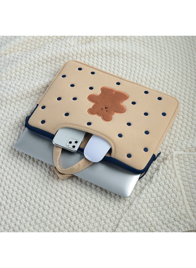 Cute Bear Women's Computer Bag Handheld 13.3-inch For Huawei 14/15.6-inch Laptop Ins Inner Sleeve Bag-Color:Polka Dot Bear ]]]-Size:14-inch - Image 2