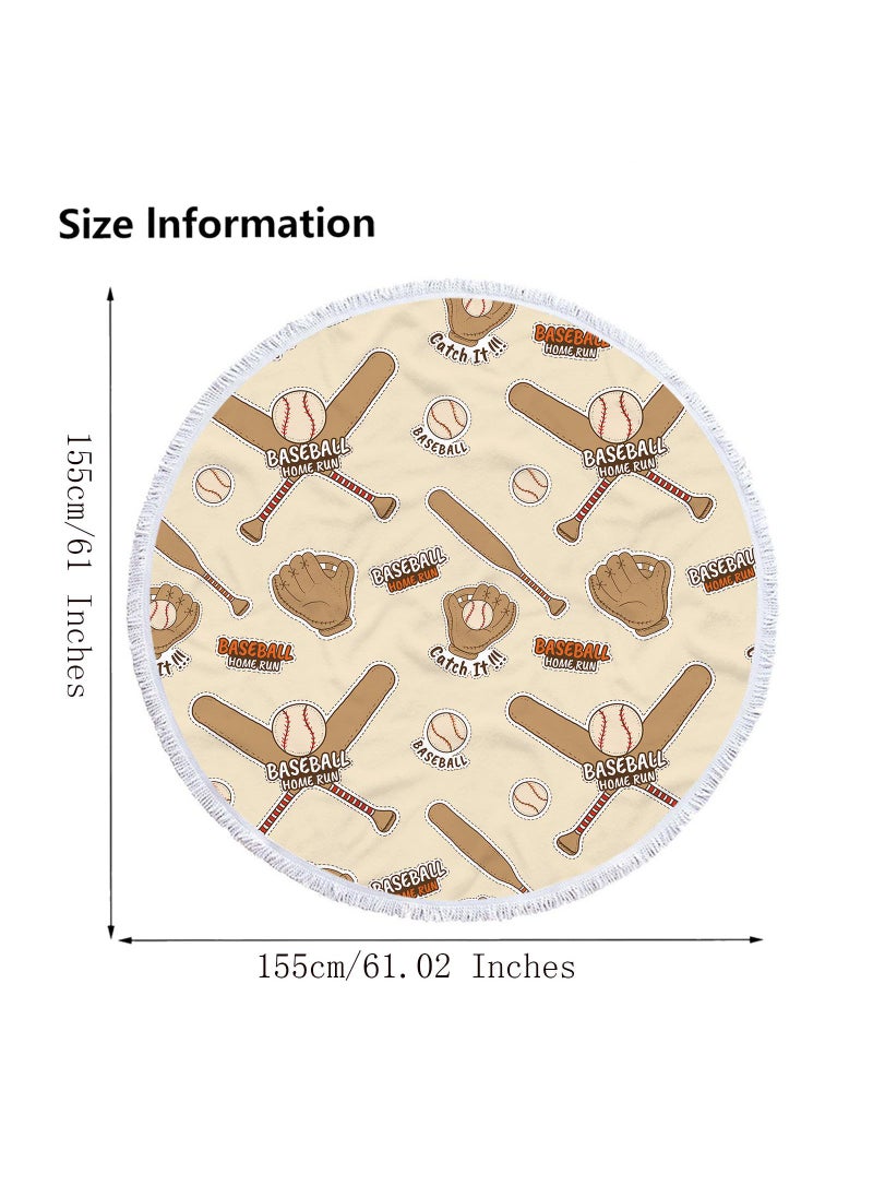 Bluejw Thick Round Beach Towel Blanket Microfiber Yoga Mat with Tassels Ultra Soft Super Water Absorbent Multi-Purpose Towel  - Image 5