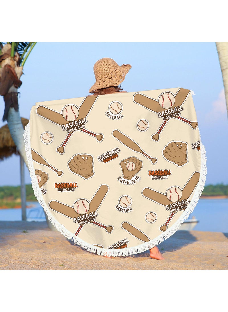 Bluejw Thick Round Beach Towel Blanket Microfiber Yoga Mat with Tassels Ultra Soft Super Water Absorbent Multi-Purpose Towel  - Image 3