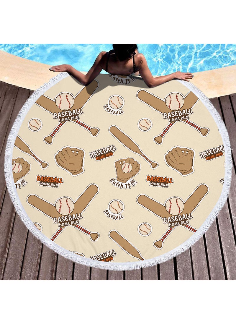 Bluejw Thick Round Beach Towel Blanket Microfiber Yoga Mat with Tassels Ultra Soft Super Water Absorbent Multi-Purpose Towel  - Image 1