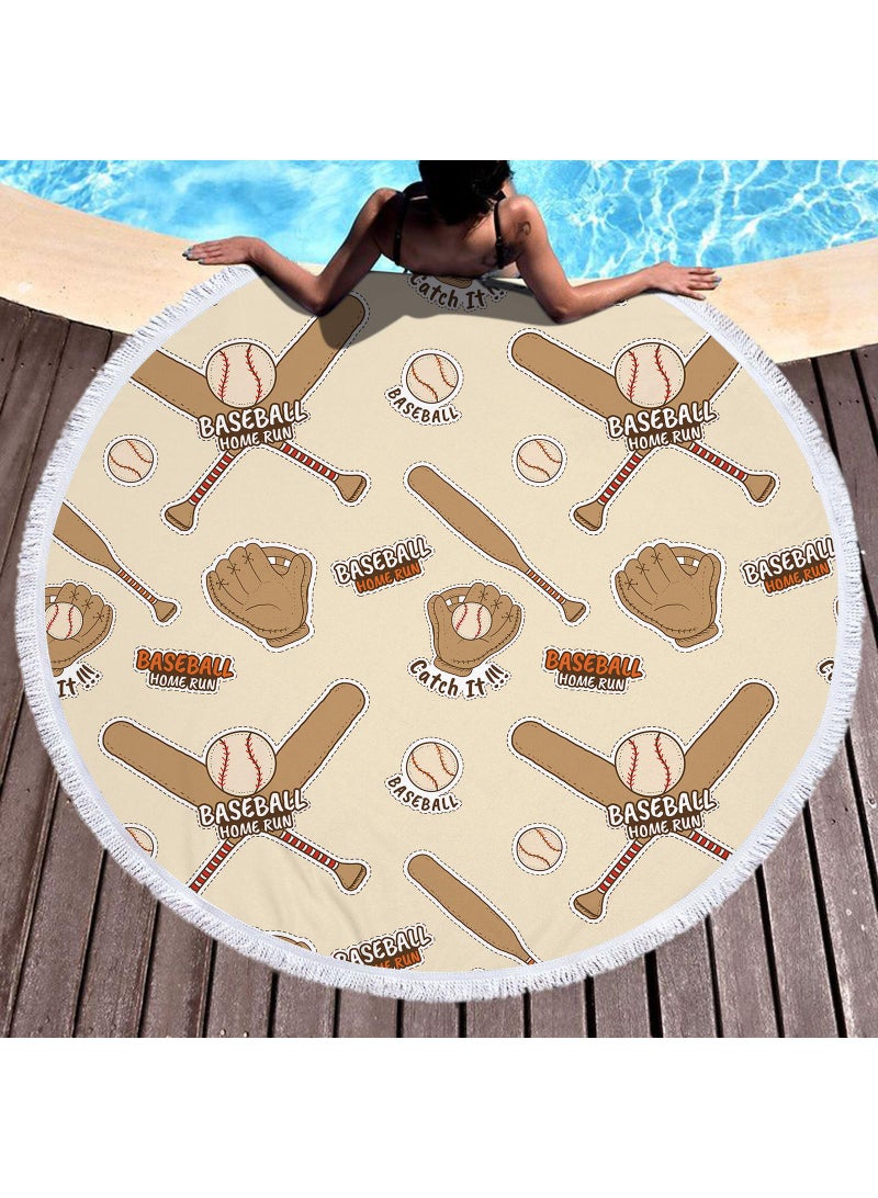 Bluejw منشفة شاطئ دائرية سميكة بطانية من الألياف الدقيقة مع خيوط ناعمة فائقة الامتصاص للماء متعددة الاستخدامات - Image 2