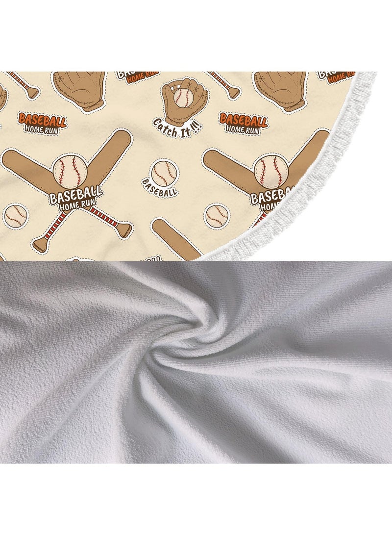Bluejw Baseball Vibe Microfiber Beach Towels Oversized Round Sports Beach Blanket Sand Free Quick Dry Baseball Pattern Circle Bath Towel Absorbent Athletic Meditation Rug Yoga Mat Throw Fringe Tapestry 61" TF - Image 4