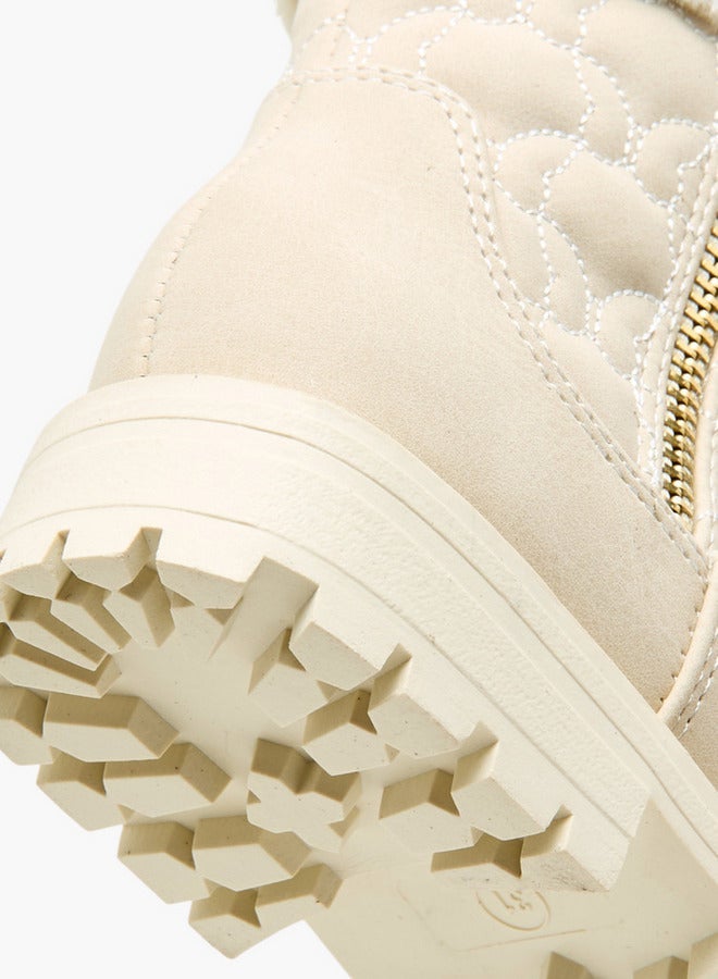 Little Missy Quilted Ankle Boots with Faux Fur and Zip Closure - Image 5