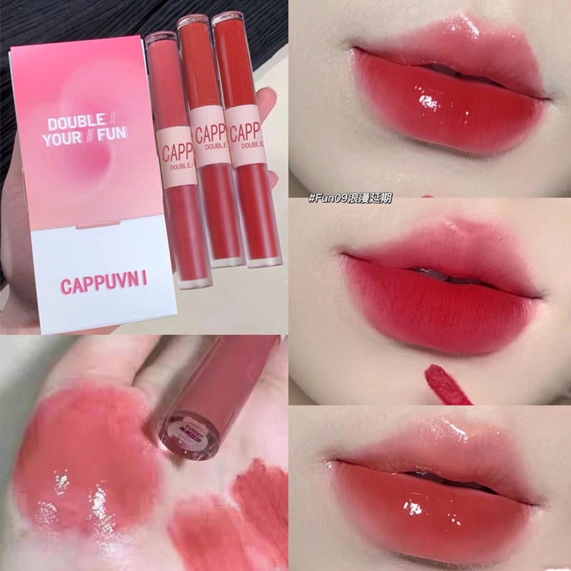Cappuvini New Color Fun Double-Headed Lip Glaze Mirror Water Light Lip Glaze Student High-Looking Domestic Goods - Image 2