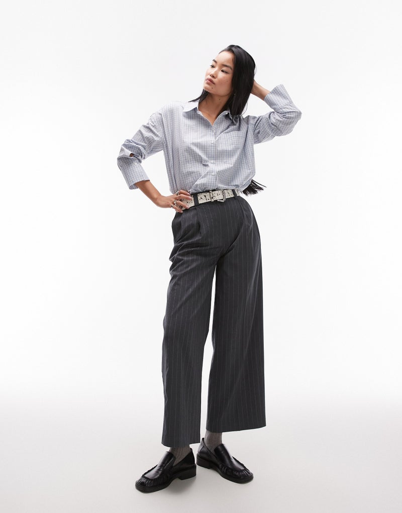 TOPSHOP Co-Ord Wide Leg Pinstripe Tailored Trouser  - Image 1