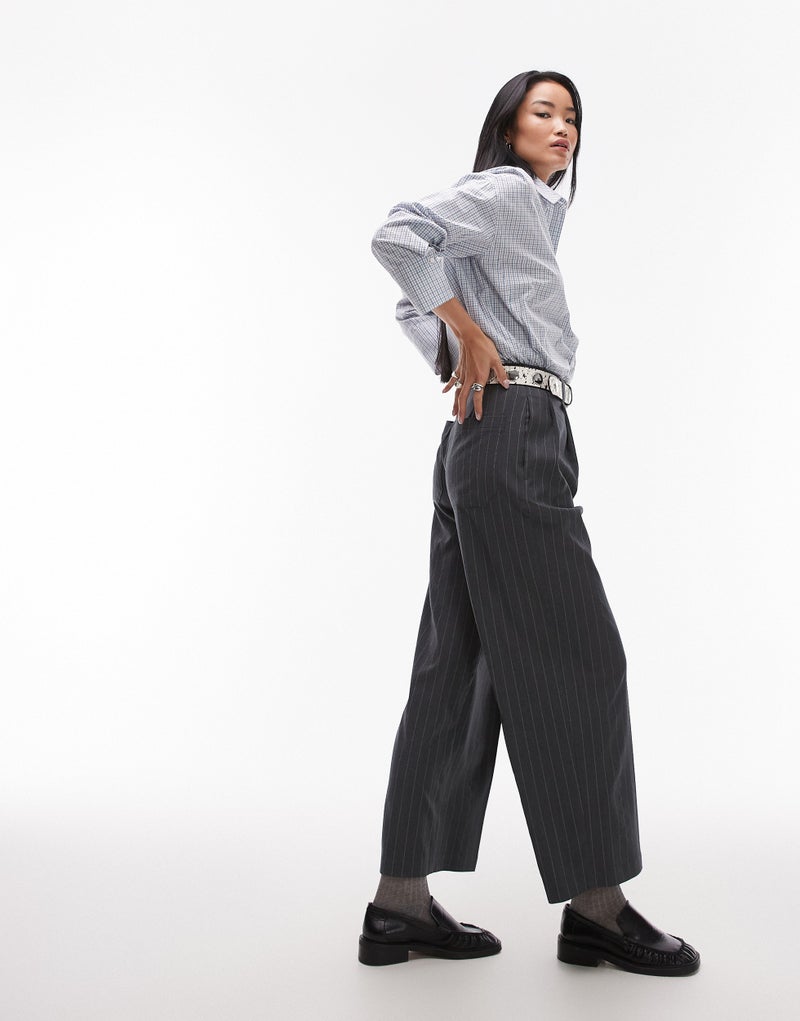 TOPSHOP Co-Ord Wide Leg Pinstripe Tailored Trouser  - Image 5