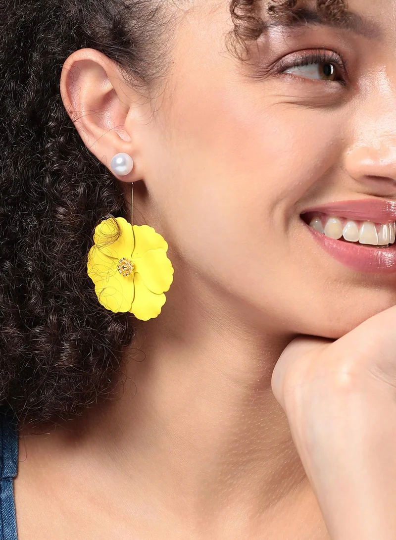 سوهي الأشكال الأزهار أقراط-الليمون الأصفر