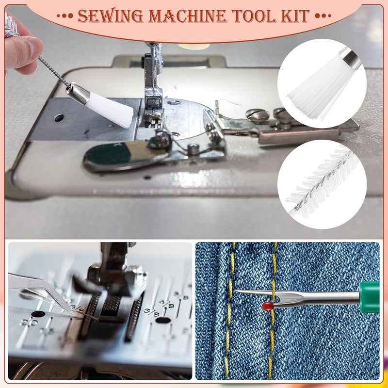 Ceoighe 14 Pieces Sewing Machine Cleaning Kit  Sewing Machine Repair Tools Include Tweezers  Double Headed Brush  Screwdriver  Seam Rippers  Silicone Brush For Repair And Cleaning Machine Sewing - Image 5