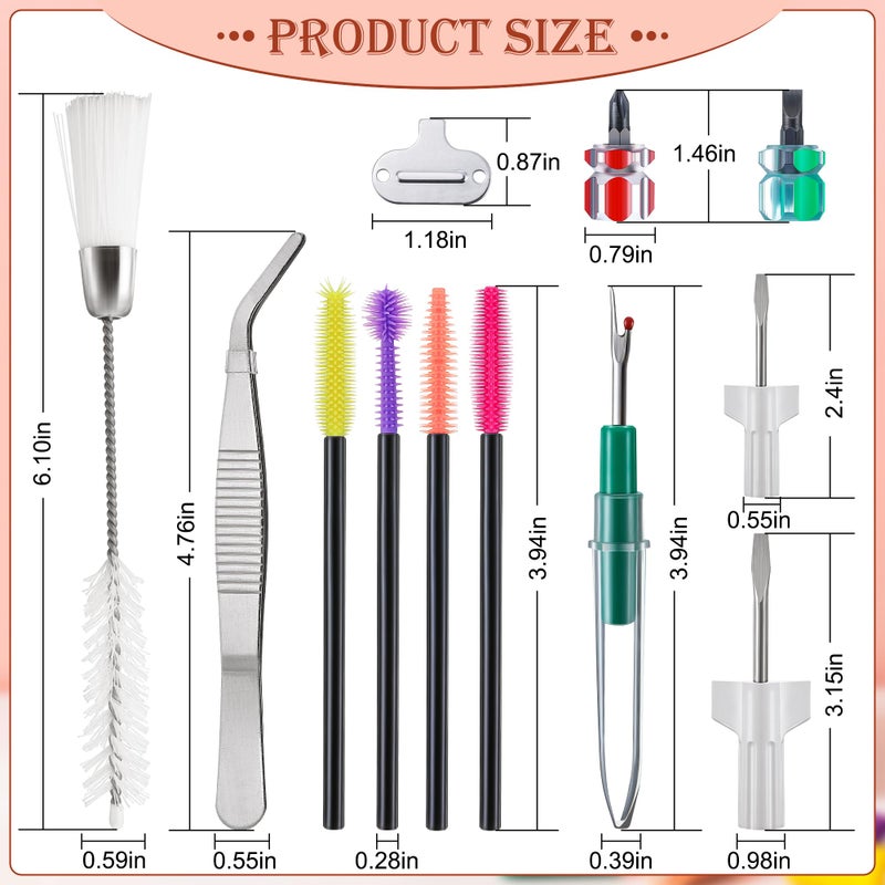 Ceoighe 14 Pieces Sewing Machine Cleaning Kit  Sewing Machine Repair Tools Include Tweezers  Double Headed Brush  Screwdriver  Seam Rippers  Silicone Brush For Repair And Cleaning Machine Sewing - Image 2