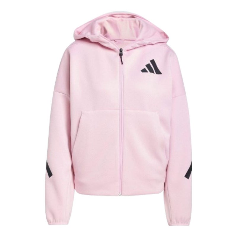 Adidas (WMNS) adidas Z.N.E. Full-Zip Hoodie Asia Sizing 'Pink Black' - Image 1