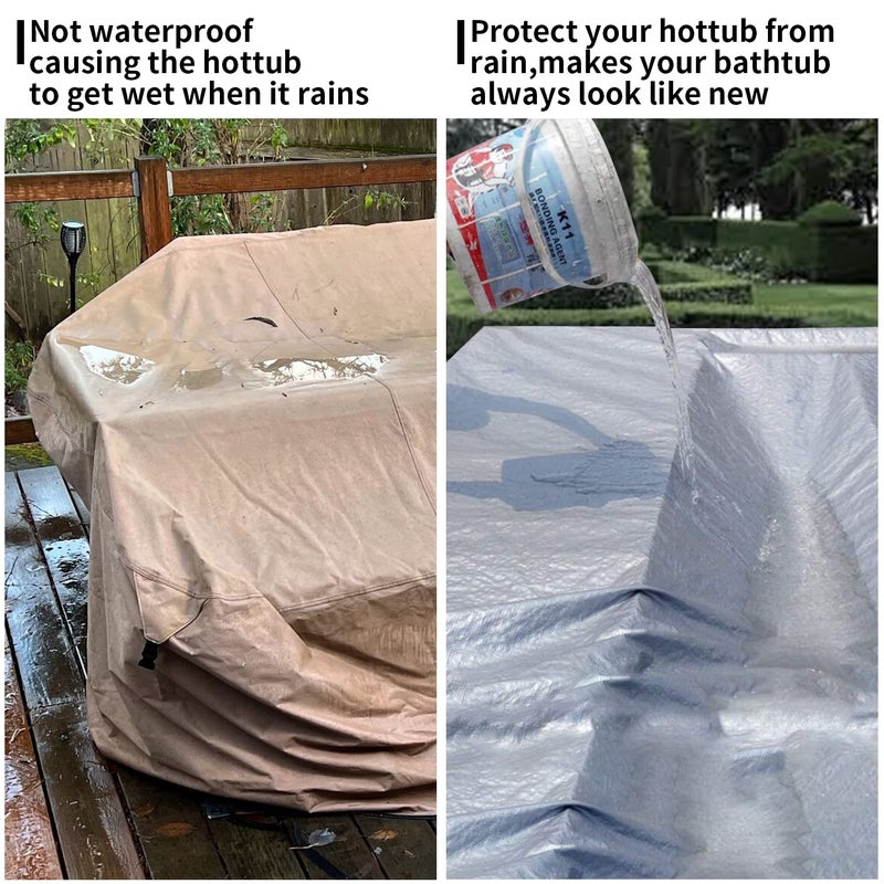 UCEDER Waterproof Hot Tub Cover 170G Polyethylene Spa Cover and UV Protection Hot Tub Sun Shield (96"x96"x12") - Image 3