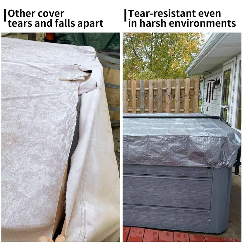 UCEDER Waterproof Hot Tub Cover 170G Polyethylene Spa Cover and UV Protection Hot Tub Sun Shield (96"x96"x12") - Image 4